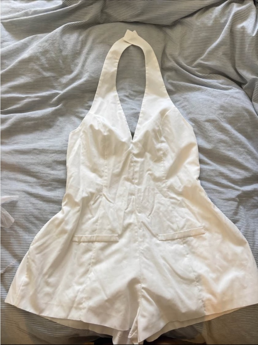 White Halter Romper